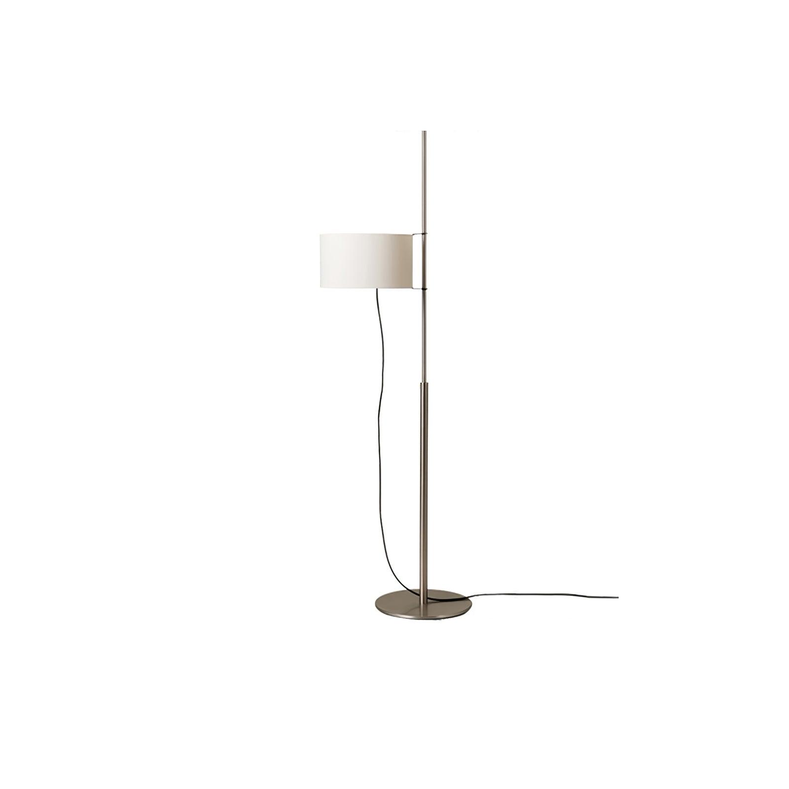Modern Slim Silhouette Floor Lamp with Geometric Wood Base and White Fabric Shade