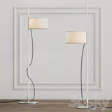 Modern Slim Silhouette Floor Lamp with Geometric Wood Base and White Fabric Shade