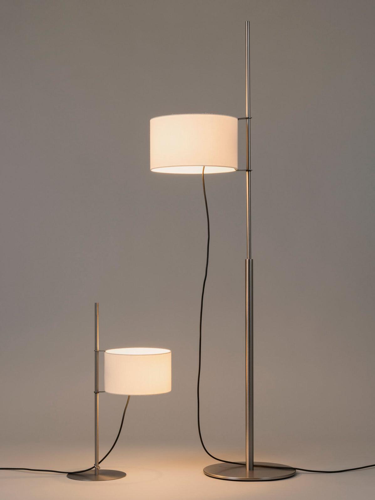Modern Slim Silhouette Floor Lamp with Geometric Wood Base and White Fabric Shade