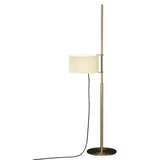 Modern Slim Silhouette Floor Lamp with Geometric Wood Base and White Fabric Shade