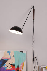 modern-adjustable-swing-arm-wall-lamp-with-dome-shade-and-wood-detail-plug-in-sconce