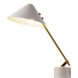 Modern Adjustable White Swing Arm Desk Lamp with Rotating Aluminum Shade