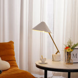 Modern Adjustable White Swing Arm Desk Lamp with Rotating Aluminum Shade