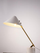 Modern Adjustable White Swing Arm Desk Lamp with Rotating Aluminum Shade