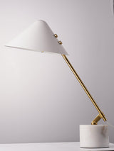Modern Adjustable White Swing Arm Desk Lamp with Rotating Aluminum Shade