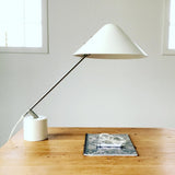 Modern Adjustable White Swing Arm Desk Lamp with Rotating Aluminum Shade