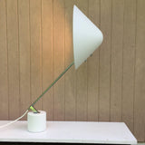 Modern Adjustable White Swing Arm Desk Lamp with Rotating Aluminum Shade