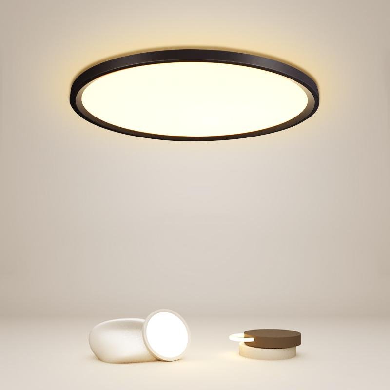 Modern Black Round LED Flush Mount Ceiling Light for Minimalist Kitchen and Dining Room Decor