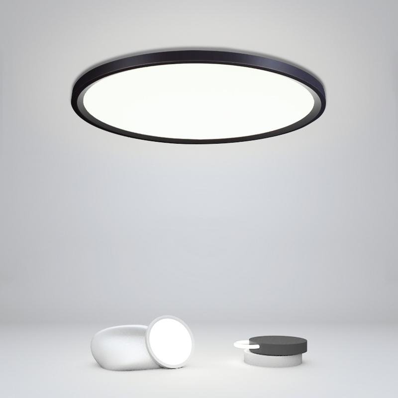 Modern Black Round LED Flush Mount Ceiling Light for Minimalist Kitchen and Dining Room Decor