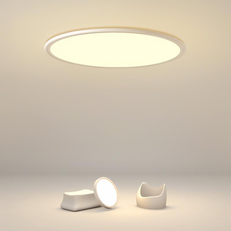 Modern Round LED Flush Mount Ceiling Light with Dimmable Aluminum Frame for Living Room and Bedroom