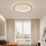 Modern Round Black LED Flush Mount Ceiling Light Minimalist Halo Lighting for Bedroom Kitchen