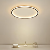 Modern Round Black LED Flush Mount Ceiling Light Minimalist Halo Lighting for Bedroom Kitchen