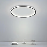 Modern Round Black LED Flush Mount Ceiling Light Minimalist Halo Lighting for Bedroom Kitchen