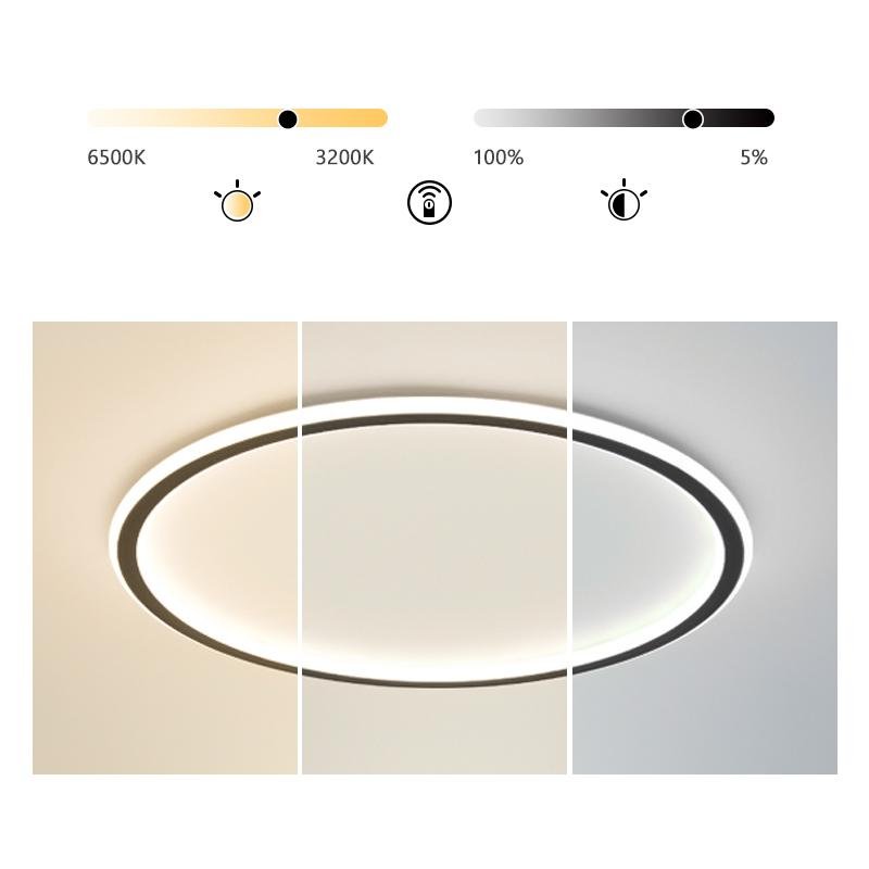 Modern Round Black LED Flush Mount Ceiling Light Minimalist Halo Lighting for Bedroom Kitchen