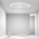 Minimalist White Rippled Flush Mount Ceiling Light with LED Integrated PMMA Shade
