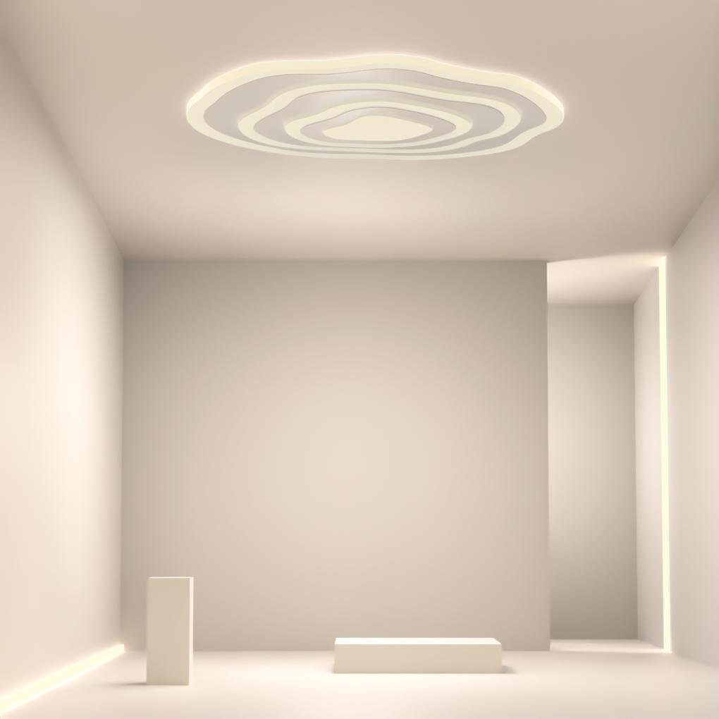 Minimalist White Rippled Flush Mount Ceiling Light with LED Integrated PMMA Shade