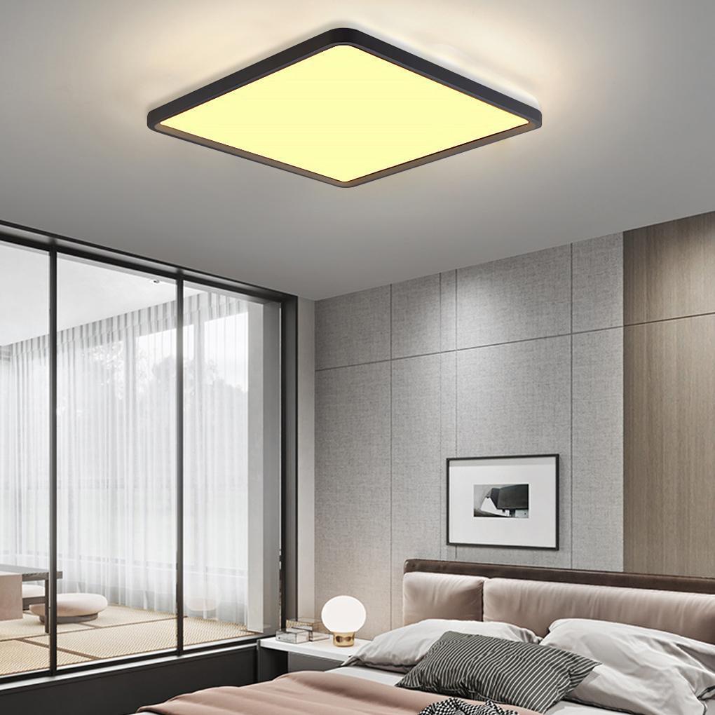 Modern Flat Black Flush Mount LED Ceiling Light for Kitchen Dining Room and Living Room