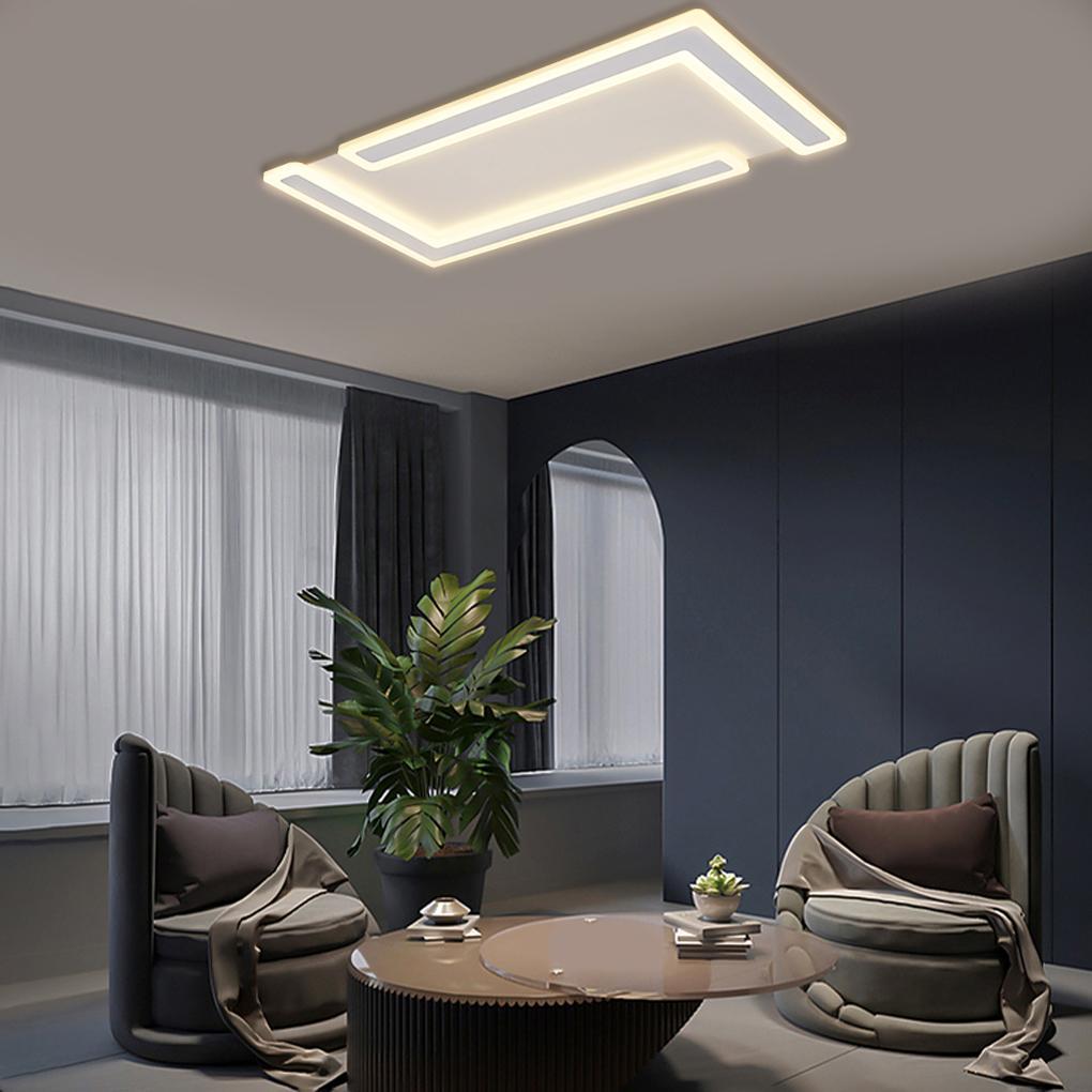 Modern White Geometric LED Flush Mount Ceiling Light for Kitchen and Living Room