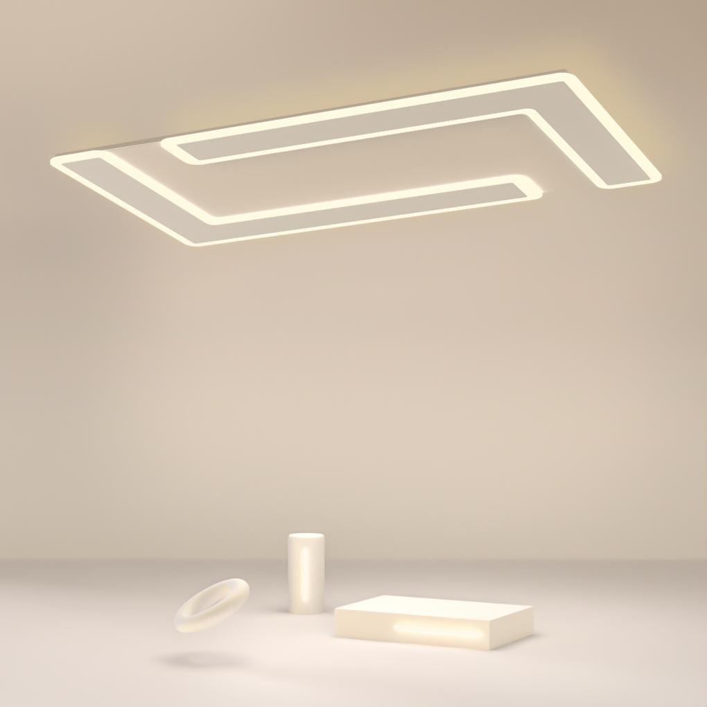 Modern White Geometric LED Flush Mount Ceiling Light for Kitchen and Living Room