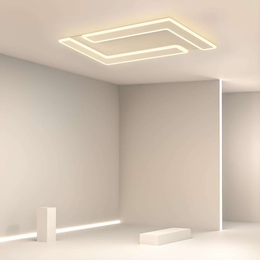 Modern White Geometric LED Flush Mount Ceiling Light for Kitchen and Living Room