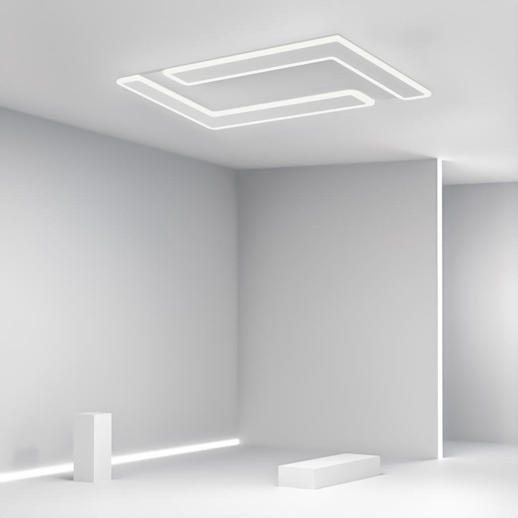 Modern White Geometric LED Flush Mount Ceiling Light for Kitchen and Living Room