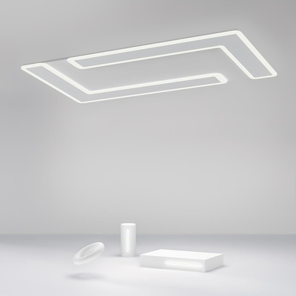 Modern White Geometric LED Flush Mount Ceiling Light for Kitchen and Living Room
