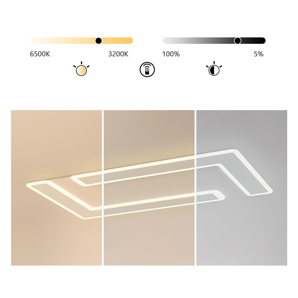 Modern White Geometric LED Flush Mount Ceiling Light for Kitchen and Living Room