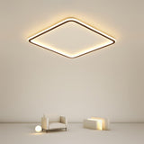 Modern Square LED Flush Mount Ceiling Light Dimmable Black Geometric Lamp for Bedroom and Living Room