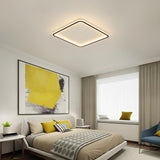 Modern Square LED Flush Mount Ceiling Light Dimmable Black Geometric Lamp for Bedroom and Living Room
