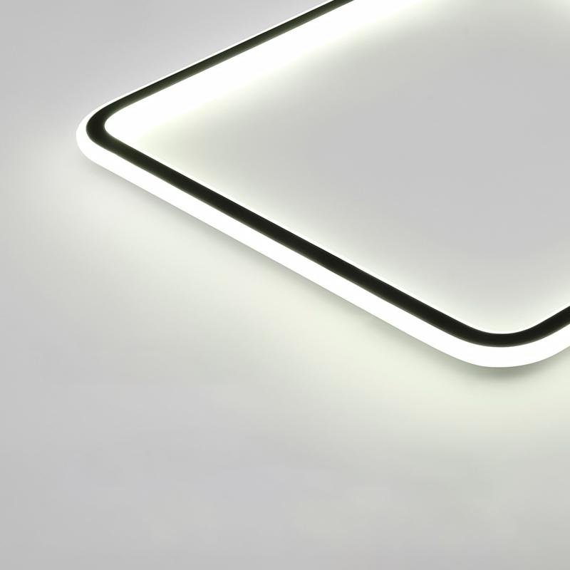 Modern Square LED Flush Mount Ceiling Light Dimmable Black Geometric Lamp for Bedroom and Living Room