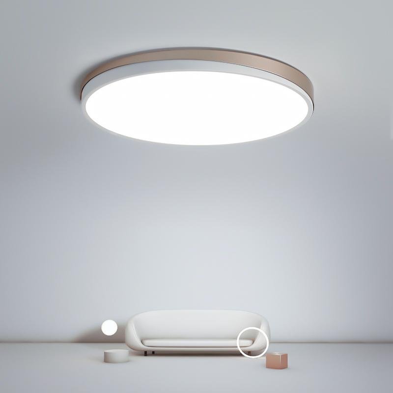 Modern Circular LED Flush Mount Ceiling Light Geometric Iron and PMMA Fixture for Home