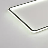 Modern Rectangular Black LED Flush Mount Ceiling Light with Dimmable Remote Control