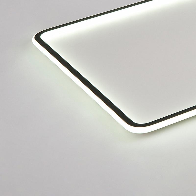 Modern Rectangular Black LED Flush Mount Ceiling Light with Dimmable Remote Control
