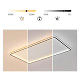 Modern Rectangular Black LED Flush Mount Ceiling Light with Dimmable Remote Control