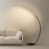 Modern Black LED Arc Floor Lamp with Remote Control and Dimmable Strip Light