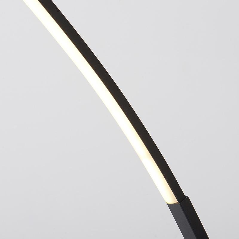 Modern Black LED Arc Floor Lamp with Remote Control and Dimmable Strip Light