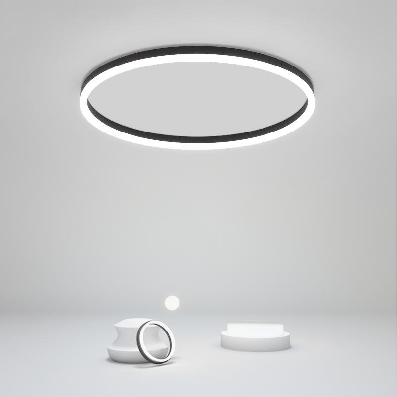 Minimalist Round Black Flush Mount Ceiling Light Dimmable LED Fixture for Kitchen and Living Room