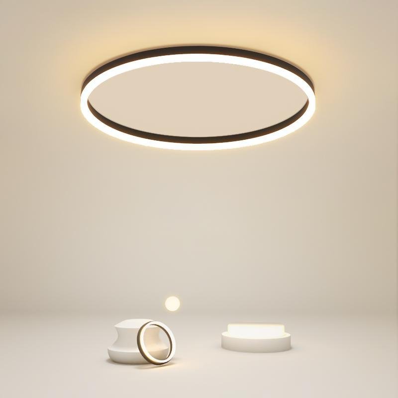 Minimalist Round Black Flush Mount Ceiling Light Dimmable LED Fixture for Kitchen and Living Room