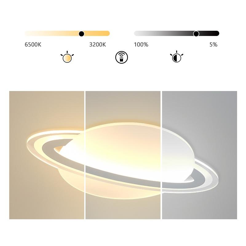 Modern Planet LED Flush Mount Ceiling Light Dimmable Lamp with Remote for Kids Room