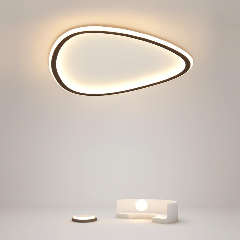 Modern Black Abstract Geometric LED Flush Mount Ceiling Light Fixture for Bedroom and Living Room