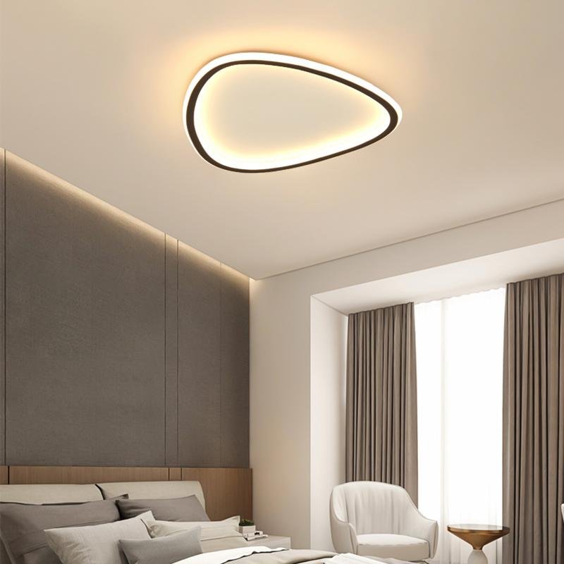 Modern Black Abstract Geometric LED Flush Mount Ceiling Light Fixture for Bedroom and Living Room