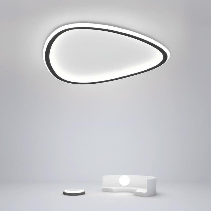 Modern Black Abstract Geometric LED Flush Mount Ceiling Light Fixture for Bedroom and Living Room