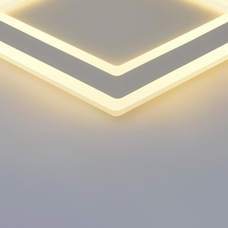 Minimalist Geometric Square LED Flush Mount Ceiling Light for Bedroom and Living Room