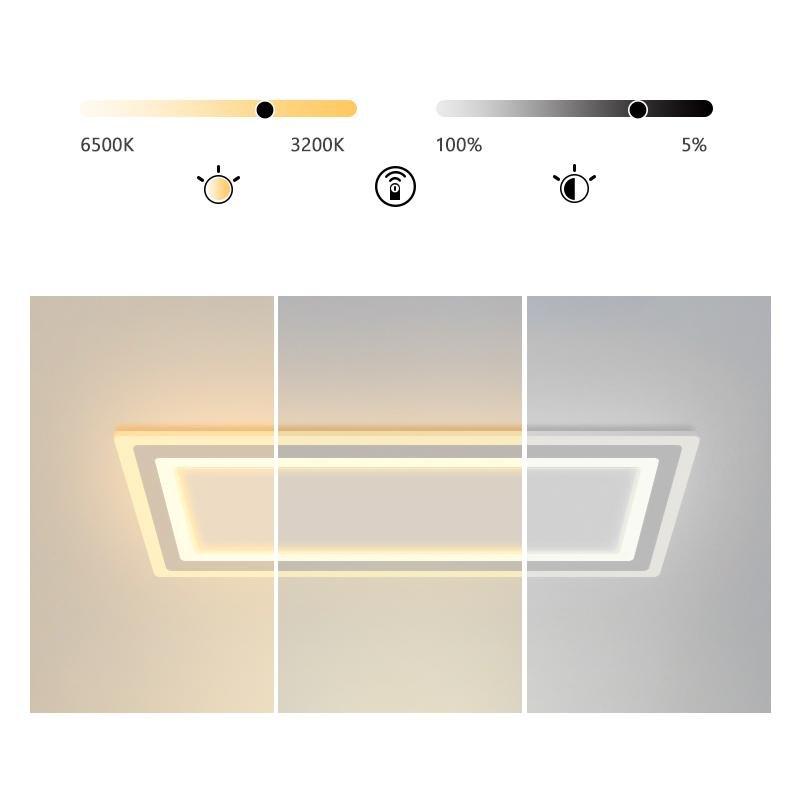 Minimalist Geometric Square LED Flush Mount Ceiling Light for Bedroom and Living Room