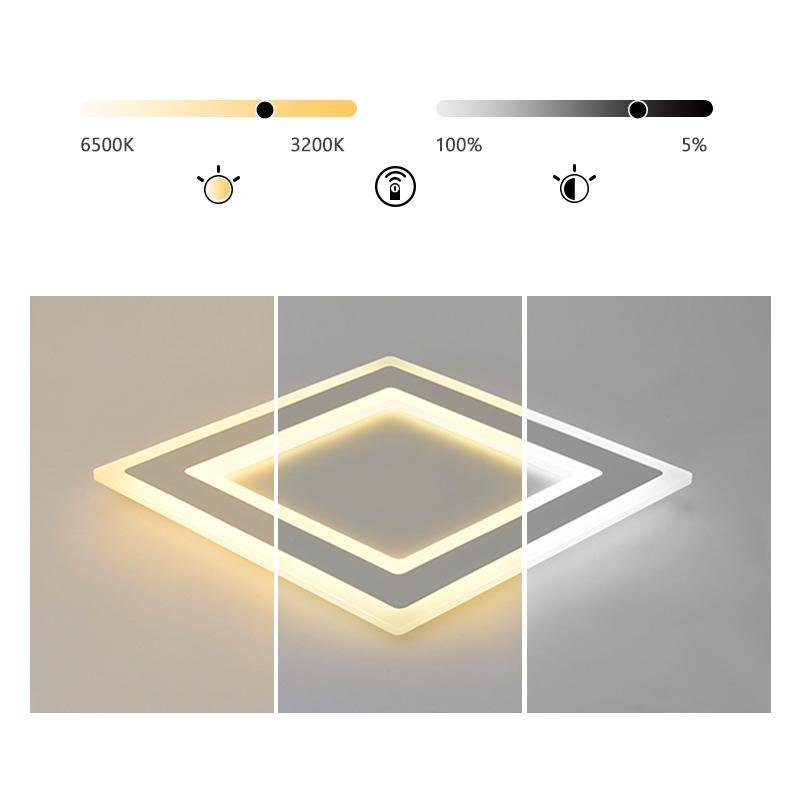 Minimalist Geometric Square LED Flush Mount Ceiling Light for Bedroom and Living Room