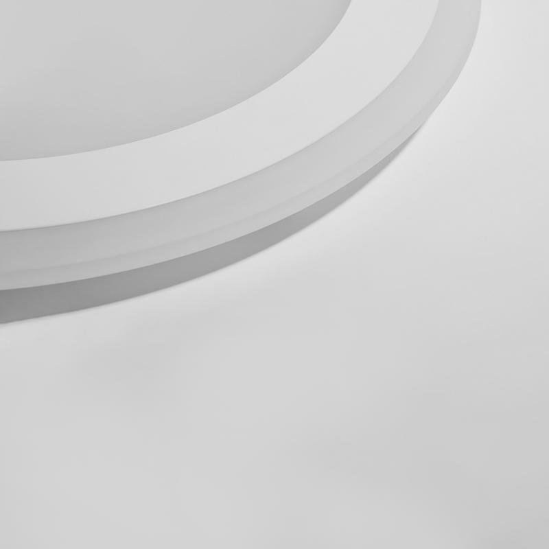 Minimalist White Round Flush Mount LED Ceiling Light with Gray Accent for Bedroom and Living Room
