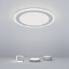 Minimalist White Round Flush Mount LED Ceiling Light with Gray Accent for Bedroom and Living Room
