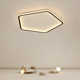 Geometric Hexagon Modern LED Flush Mount Black Iron Ceiling Light for Bedroom Living Room