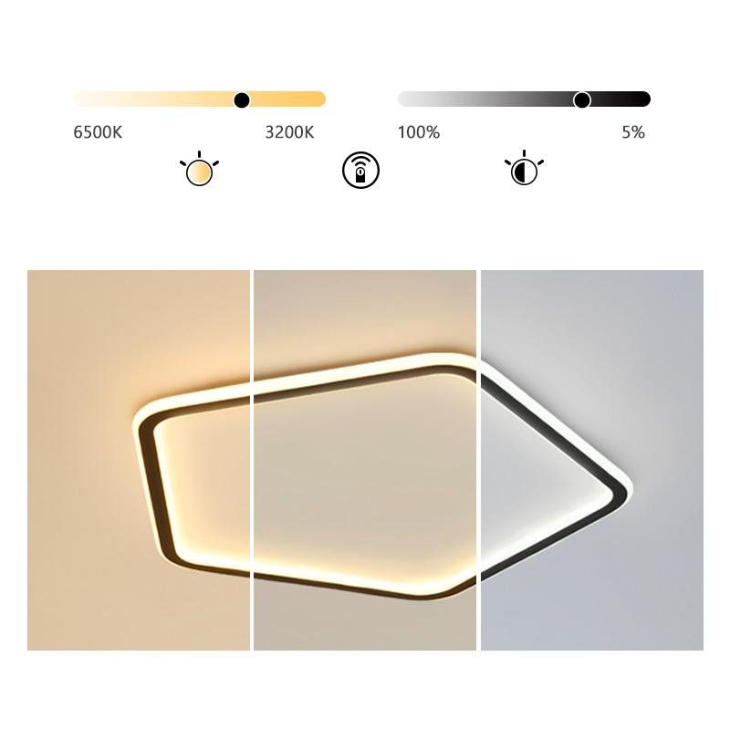 Geometric Hexagon Modern LED Flush Mount Black Iron Ceiling Light for Bedroom Living Room