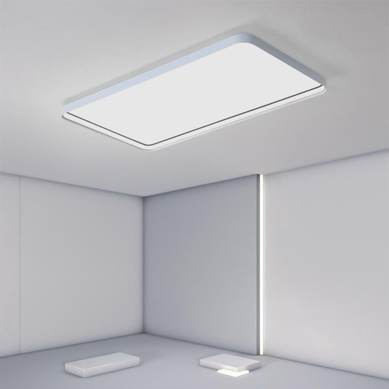 Large Modern Rectangular LED Flush Mount Ceiling Light Fixture for Contemporary Living Rooms